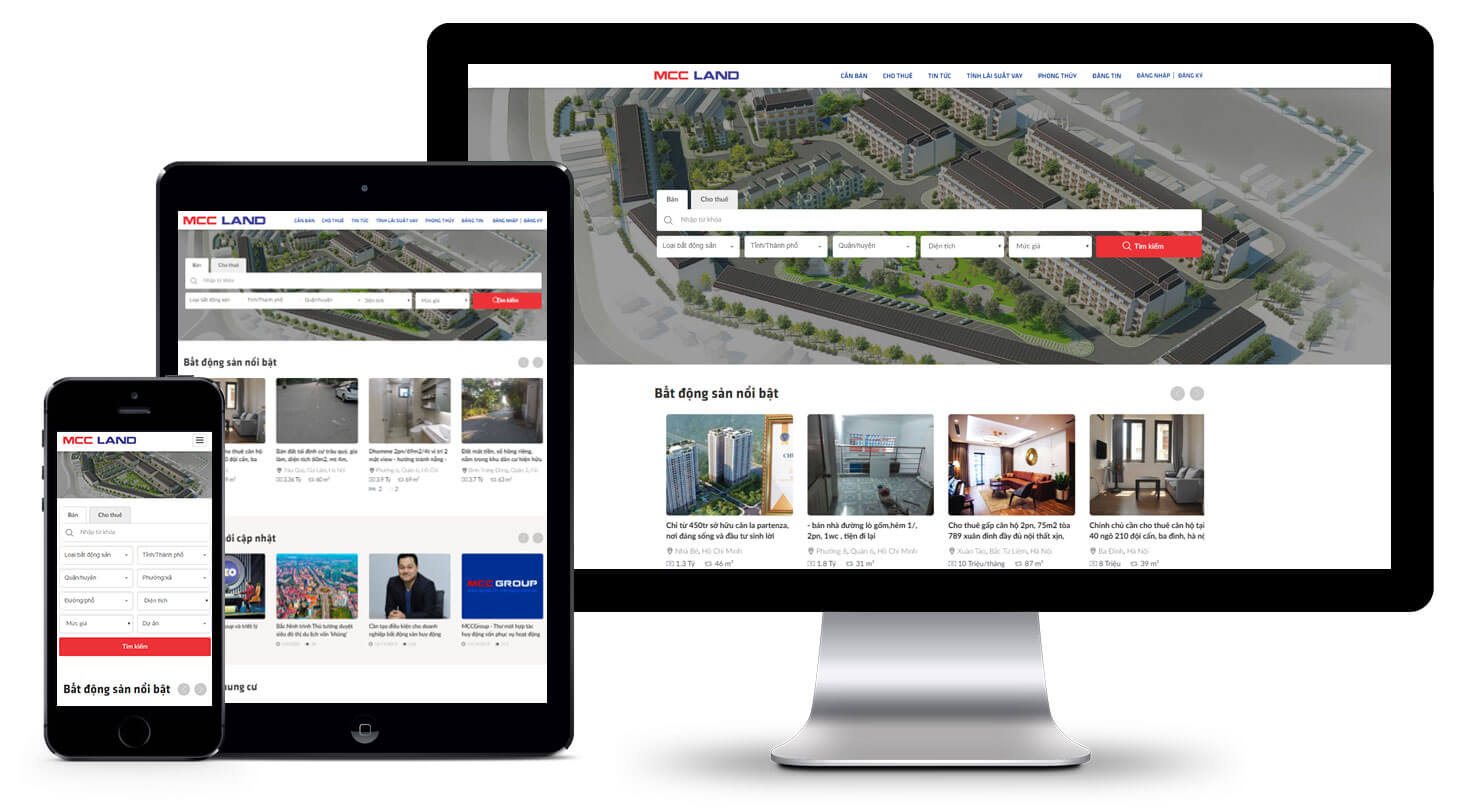 trang chủ của website mccland.vn một sản phẩm công nghệ c��a Tập đoàn MCC Group